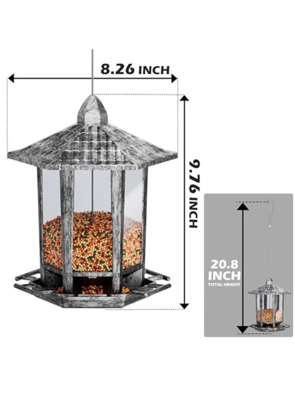 New 2 Pack Bird Feeders for Outdoor, Retro Pagoda Design Fun Installation